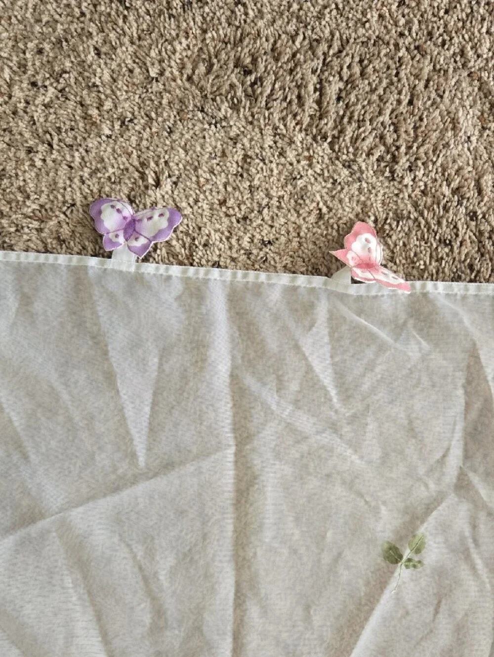 Sheer White Butterfly Scalloped Valance Set
